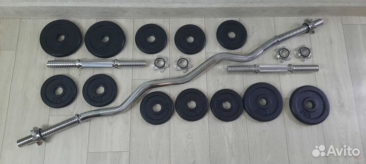 Изогнутый гриф штанга И гантели