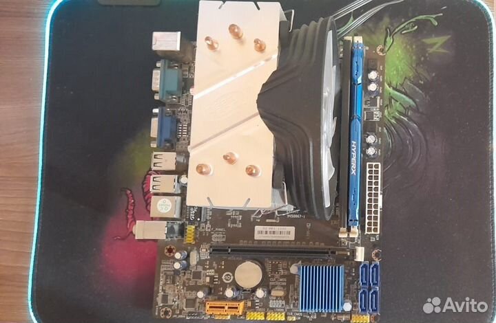 Материнская плата 1155 h61 с процессором и памятью