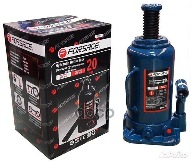 Домкрат бутылочный 20 т, высота подхвата 240 мм