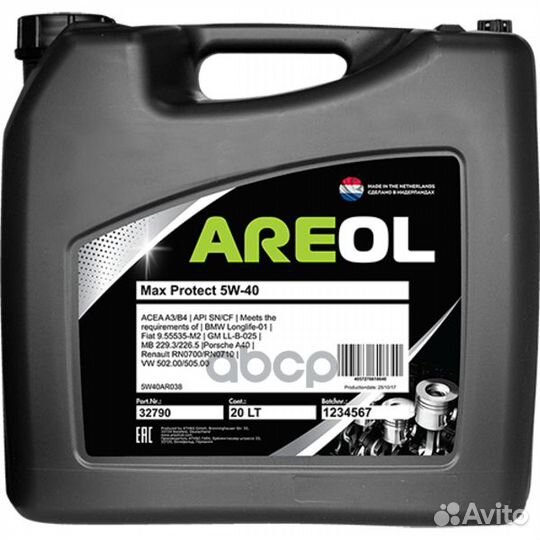 Areol Max Protect 5W40 (20L) масло моторное си