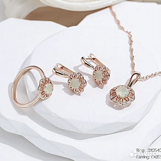 Комплект серьги+кольцо+цепочка