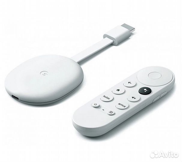 Медиаплеер Google Chromecast HD c Google TV, белый