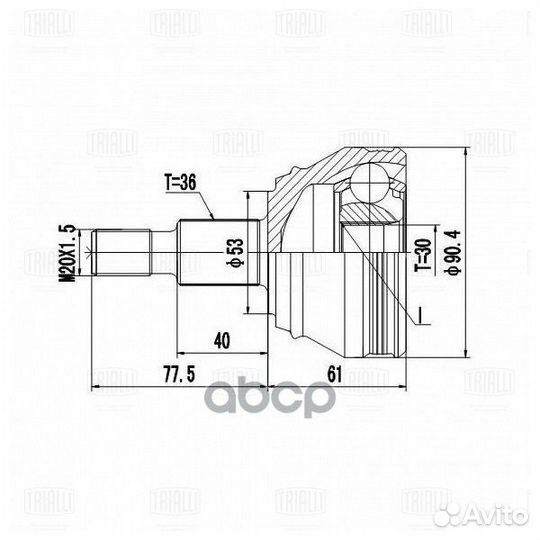 Шрус для а/м Audi A3 (97) (наруж.) перед