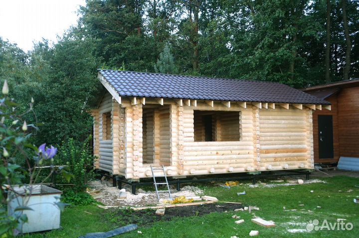 Сруб Бани 4.9x7.5м. с крыльцом и лагами из бревна