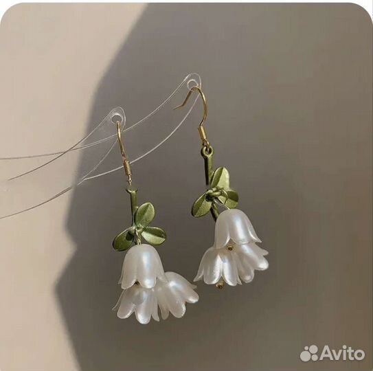Серьги в виде цветка ландыш 2 вида