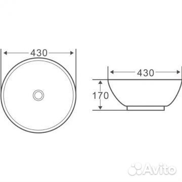 Раковина Керамика BelBagno BB1077 430х430х170 накладная, цвет белый