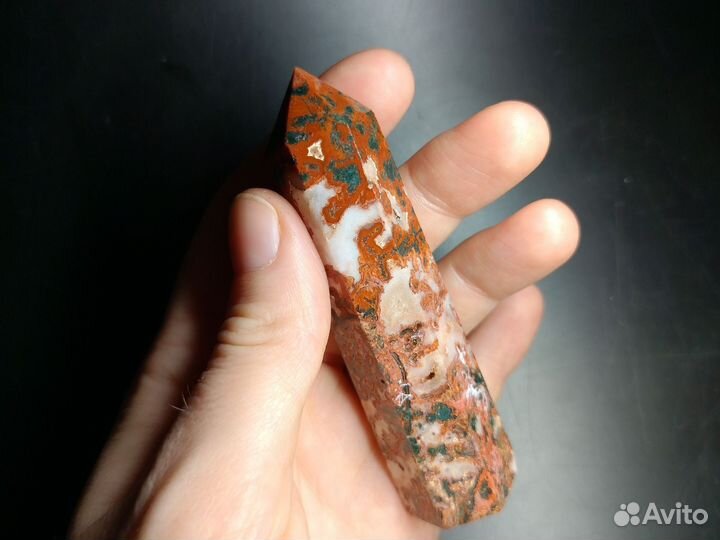 Красный железистый моховой агат crazy