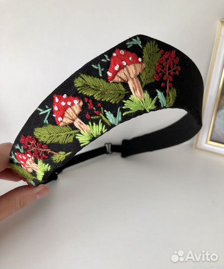 Ободок кокошник с вышивкой