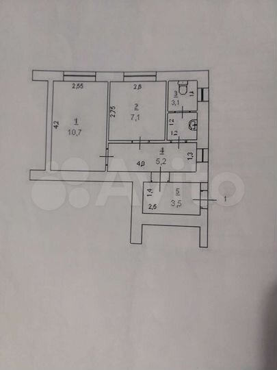 1-к. квартира, 52,8 м², 1/1 эт.