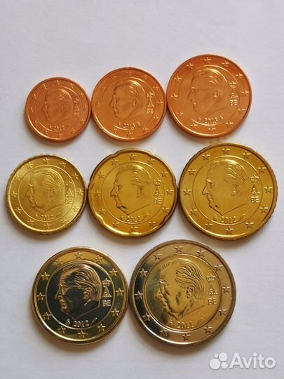 Набор монет евро Бельгия 2011 - 2013 (Тип 2) UNC