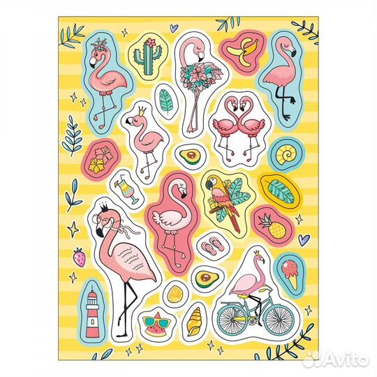 100 наклеек. Фламинго