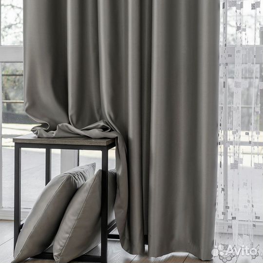 Комплект штор сатен Адора Хром готовые и на заказ