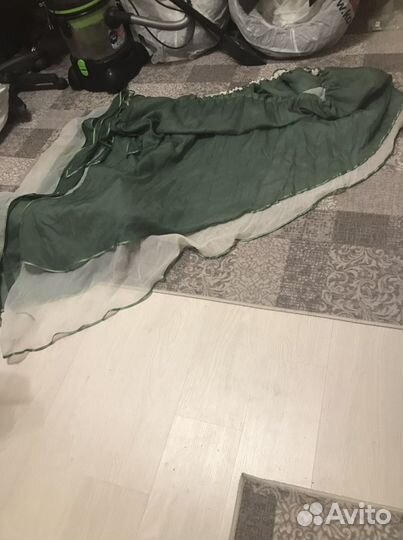 Штора тюль на кухню зеленая