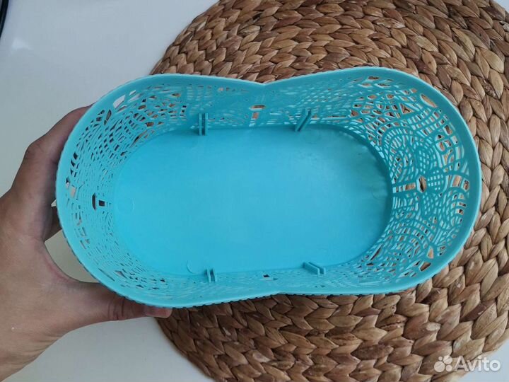 Корзинка для хранения пластиковая ажурная голубая