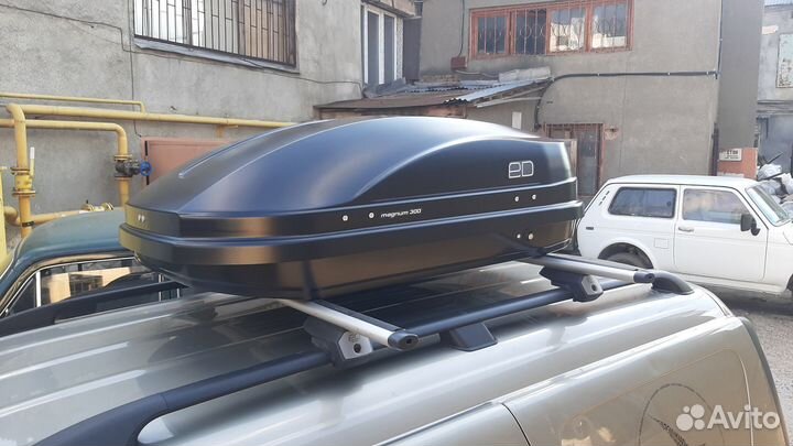 Автобокс на крышу Магнум 300, 125 см, Черный