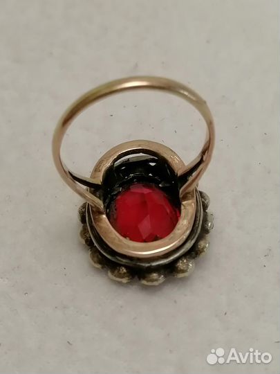 Кольцо, золото, серебро, камень