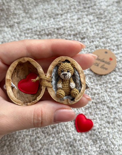 Вязаный медвежонок амигуруми, миниатюра, минимишка