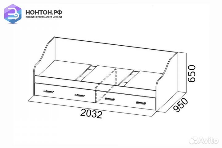 Кровать Город 0.9 м ясень шимо темный / ясень шимо