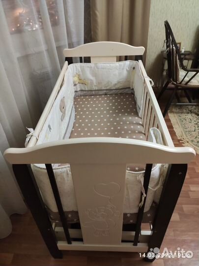 Детская кроватка Соня Мишка с-04 с ящиком