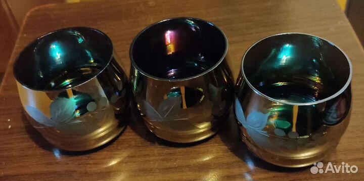 Набор бокалов СССР золотистые перламутровые
