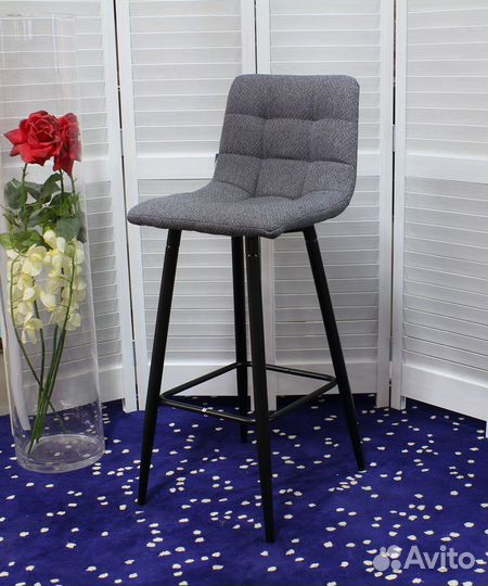 Стул барный spice черный/тк. серый кварц TRF-09