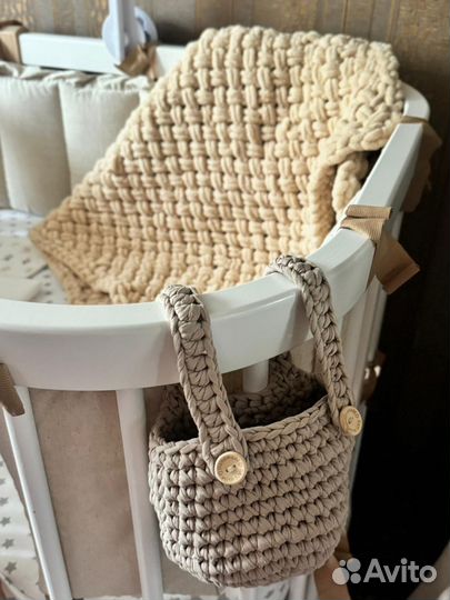 Вязаный плед детский плюшевый