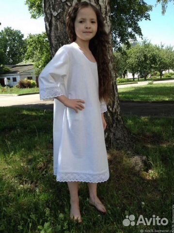 Хлопковая рубашка-сорочка для девочки