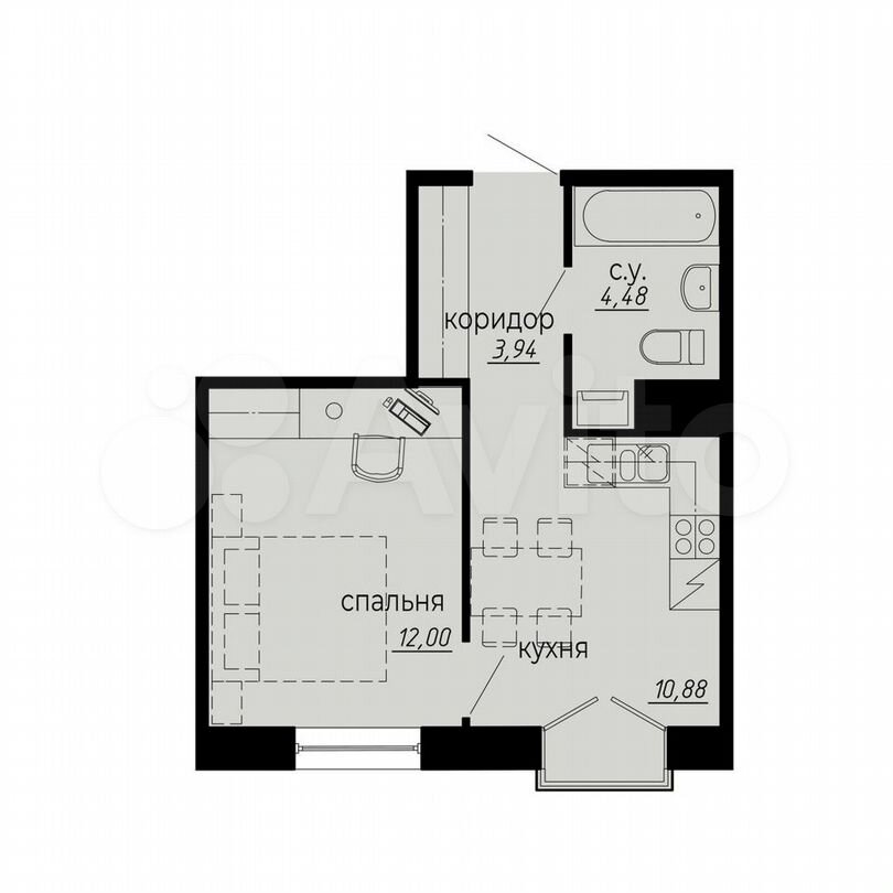 1-к. апартаменты, 31,3 м², 7/10 эт.