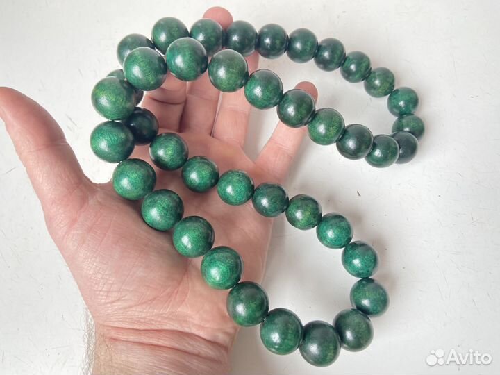 Бусы деревянные под малахит
