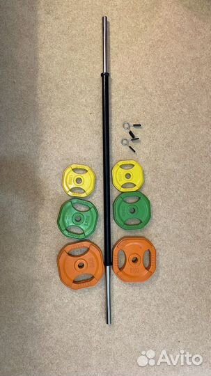 Штанга для фитнеса + обрезиненные блины