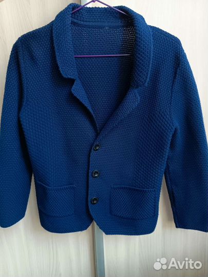 Пиджак вязаный (кардиган) для мальчика 140 рост