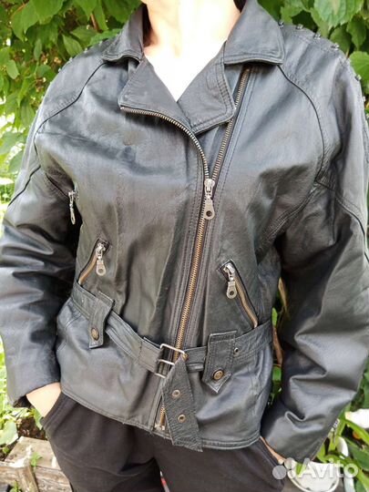 Кожаная куртка косуха женская винтаж