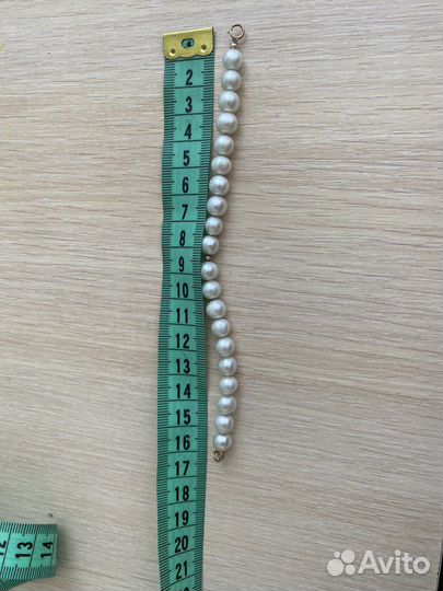 Браслет из натурального жемчуга с золотом