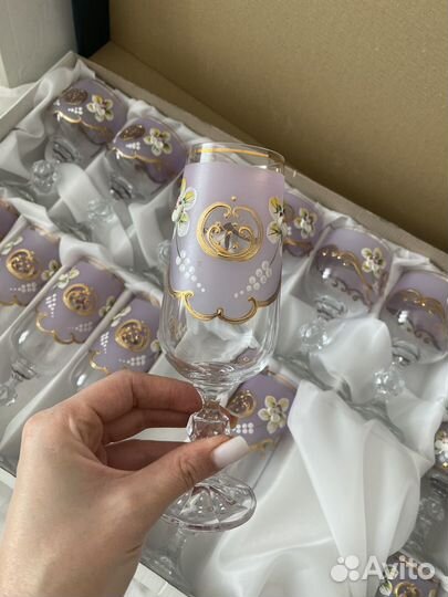 Бокалы богемское стекло с лепкой