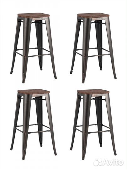 Стул барный tolix wood черный патина золото 4 шт