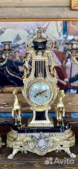 Часы антикварные с канделябрами Италия Farbel