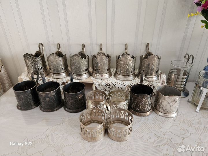 Подстаканники СССР космос, кремль, мельхиор