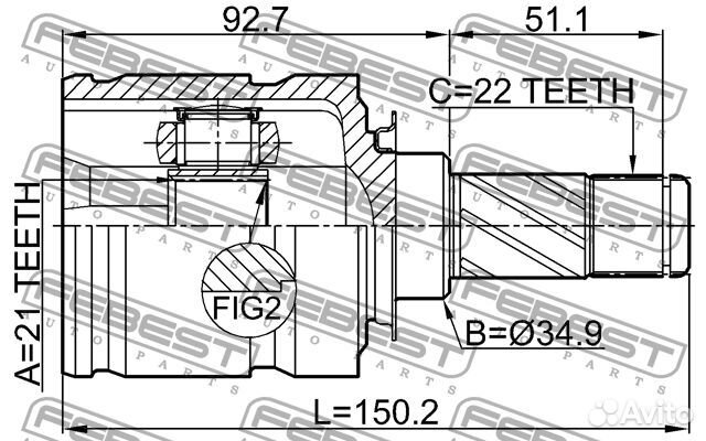Шрус внутренний 21x34.9x22