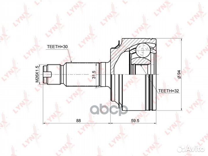 Шрус наружный перед прав/лев CO3671 lynxauto
