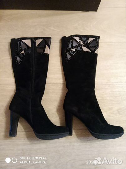 Сапоги женские демисезонные замша р-р 39