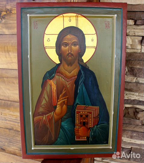 Икона Господь Вседержитель золото темпера 60*40