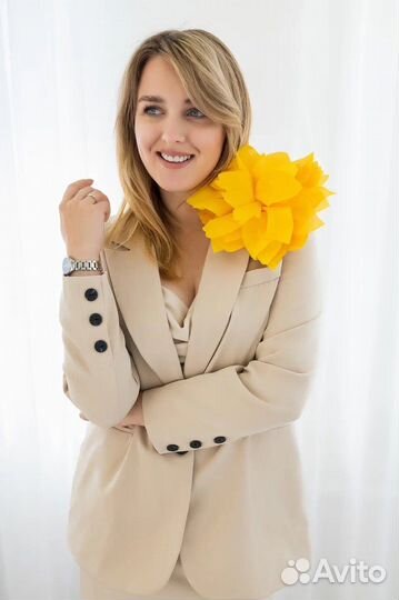 Брошь цветок из ткани 18-20 см