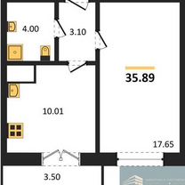 1-к. квартира, 35,9 м², 12/15 эт.