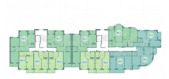 2-к. квартира, 57,1 м², 2/9 эт.