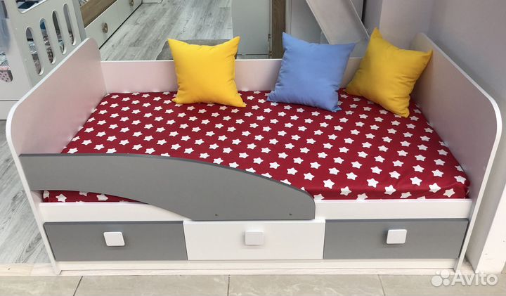 Детская кровать 160х80 Умка-5 (серебро+белый) прав