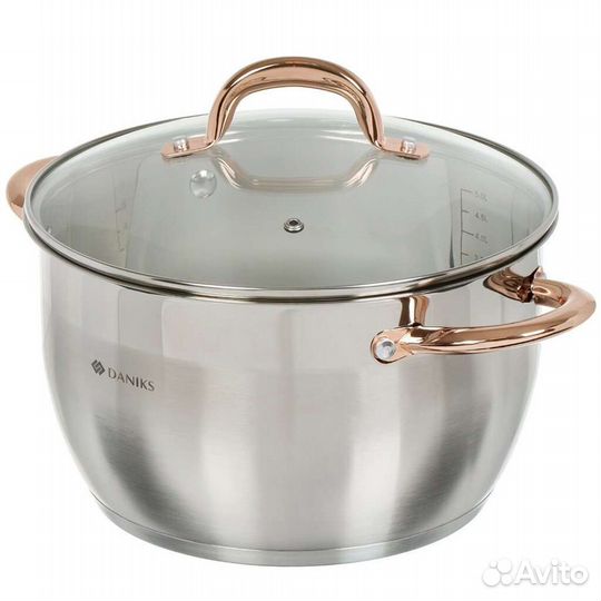 Кастрюля нержавеющая сталь, 5.9 л, с крышкой