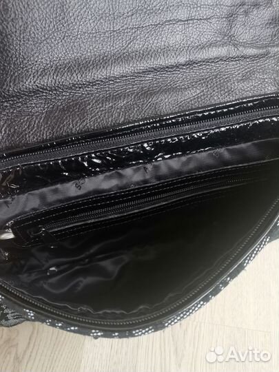 Сумка клатч кожа, замша чёрная с рисунком кружево