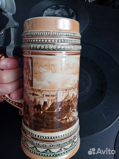 Кружка фарфоровая пивная с крышкой