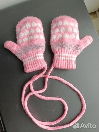 Варежки зимние на девочку 6-12 мес