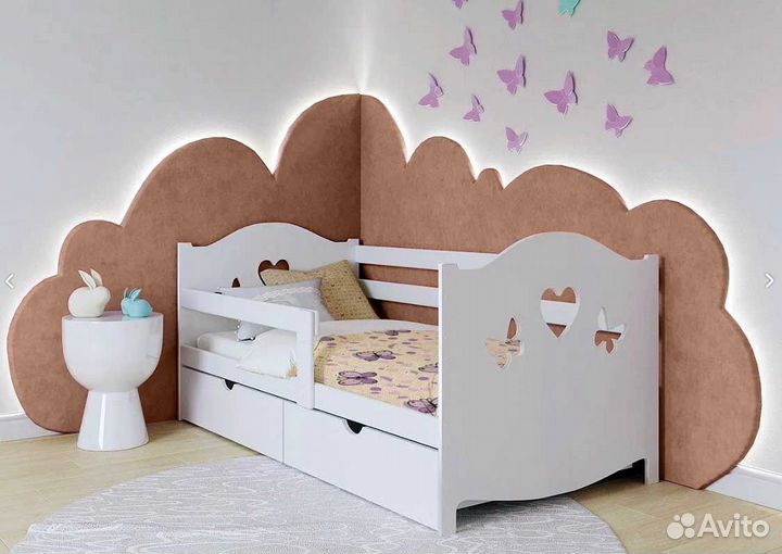 Кроватка из массива с бортиком детская сингл